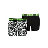 PUMA Boy's All Over Print Logo Boxer Shorts, Green Combo, 146-152