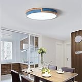 YUNLONG Holz Deckenlampe Smart Küchen Deckenlampe Schlafzimmer Schwarz Dimmbar Runde Deckenlampe Wohnzimmer Modern Led Deckenleuchte Mit Fernbedienung,Blau,53