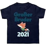 Geschwister Bruder und Schwester - Großer Bruder 2021 Fuchs - 12/18 Monate - Navy Blau - grosser Bruder - BZ02 - Baby T-S