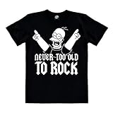 Logoshirt® - Simpsons - Homer Simpson - Never Too Old to Rock - T-Shirt Print - Damen & Herren - schwarz - Lizenziertes Originaldesign, Größe 4XL