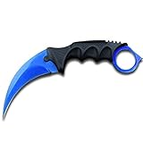 Premium Karambit Messer in deinem Lieblingsmuster - Echt scharfe Klinge aus Edelstahl - Hochwertiger Griff aus Kunststoff - Dein Knife bekannt aus CS:GO! (Blue Steel)