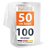 Boxolutions Luftpolsterfolie 100m - Extra stark - 100% recyclingfähige und strapazierfähige Umzugsfolie - Bubble Wrap zum Verpacken - Verpackungsfolie - Polstermaterial für Umzug und V