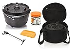 Petromax Feuertopf Starterset ft6 (Dutch Oven mit Standfüssen) inkl. Deckelheber + Tasche + Pflegepaste + Schab