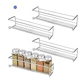 Hansiro Gewürzregal aus Metall |Stehende Küchenablage | Schrankeinsatz für Schranktür | 29 x 6 x 5 cm | Silber | 4 Stück