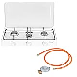 Mianova Campingkocher 3 flammig Outdoor Gaskocher BBQ Grill Gas Camping Kocher Herd Gasherd für Propangas Kühltasche S