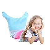 VHOME Kinder Meerjungfrau Decke Geschenke Beste - Warmes Wohnzimmer Sofa Decke Schlafsack Spielzeug Kinder Für Weihnachts Geburtstagsgeschenk (V2-Blau, Kinder 120cm x 48cm)