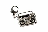 Miniblings Ghettoblaster Rekorder Charm Kassettenrekorder Mixtape Musik - Handmade Modeschmuck I Kettenanhänger versilbert - Bettelanhänger Bettelarmband - Anhänger für Armb