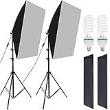 ISO TRADE Softbox Set Fotostudio 50 x 70cm, Dauerlicht Studioleuchte Set mit 2 Softboxlampen 150W 14145
