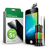 GIGA Fixxoo Display-Set für iPhone 5s | SCHWARZ | vormontiertes Reparatur-Set komplett mit Frontkamera & Werkzeug-Kit, Ersatz Bildschirm | Retina LCD Glas mit T