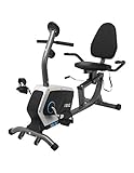 ISE Ergometer Liege- Heimtrainer mit Magnetbremse, Pulssensoren und LCD-Display, 8 Widerstandsstufen, Sitzergometer mit Rückenlehne für Zuhause, SY-6801