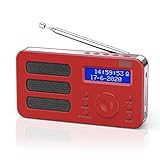 August MB225 - Tragbares Radio mit DAB+ / DAB/FM RDS-Funktion 40 Presets digitaler Radiowecker Stereo/Mono Digitalradio mit Sleeptimer Doppelalarm Snooze und wiederaufladbare B