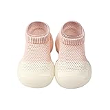 Weiche Sohle Babyschuhe Lauflernschuhe Kinderschuhe Junge Mädchen Strick Atmungsaktiv Anti-Rutsch Bodenschuhe Sohle Für 0-36 Monate Babys (Rosa Weiss, 12-18 Monate)