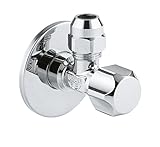 GROHE | ECKVENTIL - Sicherungstechnik | für Einhandmischer mit selbstdichtendem Anschlussgewinde, Wandanschluss 1/2 Zoll mit Schubrosette, Abgang 3/8 Zoll | 22023000