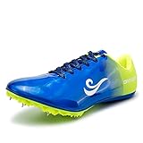 BETOOSEN Men's Women's ORRZER Track and Field Shoes Spikes Running Training Sneakers Lightweight Jumping Athletics Track Shoes for Boys and Girls (8 M US Women/6.5 M US Men, Blue)
