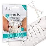 Elastix Sneaker Elastische Schnürsenkel aus Gummi ohne binden für Erwachsene - Schleifenlose Silikon Schuhbänder in Flach für den Freizeit- und Sportbereich - Weiß