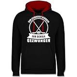 Eishockey Trikot Ersatz - Zum Eishockey geboren. Zur Schule gezwungen - S - Schwarz/Rot - zum eishockey geboren zur schule gezwungen - JH003 - Hoodie zweifarbig und Kapuzenpullover für H