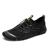 SAGUARO Wasserschuhe für Herren Aquaschuhe Barfußschuhe Feste Sohle Männer Outdoor rutschfest Schwarz Größe 44