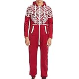 gurjs Men's Jumpsuit Men's Pyjamas Jumpsuit with Hood Plain Casual Fleece Lining Cotton Blend Zip Jumpsuit Adult Onesie Winter Autumn Thermal Cosy Homewear Pyjamas Jogginganzug Winter H