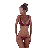 Dreipunkt-Halter-Bikini-Badebekleidung für Damen, Damen-Bikini-Sets, rückenfrei, sexy, dreieckig, verstellbare Bikinioberteile, zweiteilige Badebekleidung, brasilianischer Tanga-Bik