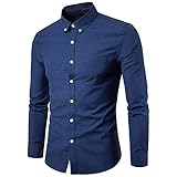 QWERD Herren Classic Oxford Shirt Hemd mit Button-Down-Kragen Herren Hemd Bügelfrei Oxford Einfarbig Hemd Regular Fit Button-down Shirt Herbst Winter Langarm Freizeithemd Für Anzug Business H