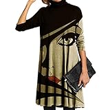 Dasongff Winterkleider Damen Kleider Langarm Lockere T-Shirt-Kleid Farbverlauf Stehkragen Minikleid Pullover Kleid Lang Freizeit Knielang Kleider Bunter Blusenkleid Etuikleid Tunika Top