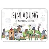 12 Einladungskarten zum Kindergeburtstag mit passenden Versandhüllen - Bunte Einladung zur Geburtstagsfeier – Geburtstagseinladungen – Partyeinladungen - Einladung zum Geburtstag D