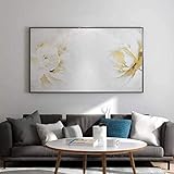 Kunst-Ölgemälde Auf Leinwand - Abstrakte Magnolien-Blumen-Goldfolie Großes Wohnzimmer Handgemaltes Wand-Kunstwerk - Modernes Schlafzimmer Eingang Büro Wohnkultur Poster,60×90Cm(24X36Inch)