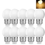 Suncan 10 Stück E27 Schraube Sockel 1 W LED Glühbirne Globe Lampe für Urlaub Party Dekoration 220 V – Warm Weiß ,Energieklasse G