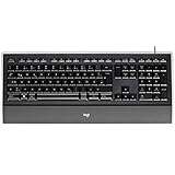 Logitech K740 Kabelgebundene Tastatur, USB-Anschluss, Hintergrundbeleuchtete Tasten, PerfectStroke Feature, Schlankes Design, Weiche Handballenauflage, PC/Laptop, Deutsches (QWERTZ-Layout), schw