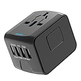 SIQI International Universal All in One Worldwide Travel Adapter Wandladegerät AC-Netzstecker-Adapter mit 4 USB-Ladeanschlüssen für USA EU UK AUS European Handy Laptop