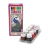 SÜDOR Glass Color SD322S, Glasfarben-Set, 10 Farben x 15 ml, Glasmalfarben auf Wasserbasis, Glasmalerei zur dekorativen Gestaltung