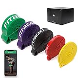 FitBeast Widerstandsband Set, 5 Verschiedene Ebenen Klimmzugband mit Türschnalle und Grip Pads Ideal für Pilates, Training, Physiotherapie, Stretching, Yoga, Heimgymnastik für Männer und F