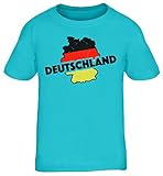 Germany Fußball WM Fanfest Gruppen Kinder T-Shirt Rundhals Mädchen Jungen Land Deutschland, Größe: 134/146,türk