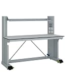 Momoline BCAR180-T-SKY-HPL Skylab Arbeitstisch mit Rollen, Konstruktion mit Hilfssäule, Arbeitsplatte aus Hochdruckschichtstoff (HPL), G