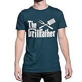 Lustiges Herren T-Shirt Grillfather Grillmeister Männer Oberteil als Geschenk für Väter als Grillzubehör oder zum Geburtstag für Papa Geschenkidee für Mann Gr. S-XXXXXL (Navy Blau, XXXXL)