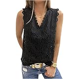 GDOV Damen Leibchen Boho Afrikanischer Druck Aushöhlen Spitze Blumen Schulterfrei Tiefer V-Ausschnitt Einfarbig Crop T-Shirts Tanktop Frauen Sexy Große Größe Bequeme Bluse Weste H