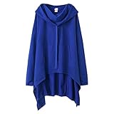 Kobay Damen Winter Mantel Oberteile Elegant Langarmshirt Frauen Ausgestelltes Langarm Chiffon Off-The-Schulter Ausschnitt Hohles Loses Top(Blau, L)