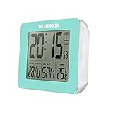 TELEFUNKEN Wecker Funkwecker digital LCD DCF mit Thermometer Temperaturanzeige und Kalender autom. Zeitumstellung türkis Mint FUD-25H (T)