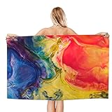 Mikrofaser Handtücher Badetuch Strandtuch,Art Rote Blume Blau,Pflegeleicht Badetuch Handtuch,für Bad Sauna,64x32I