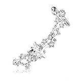 Tapsi´s Coolbodyart®| Ohr Manschette Klemme mit Stecker Rhodium Zirkonia,Stern Schweif Link