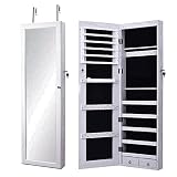 sogesfurniture Schmuckschrank Spiegelschrank hängend, 120x37x9.7cm Standspiegel Schmuckregal Türmontage Wandmontage abschließbar, weiß BHEU-QH-7025