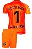 IHIMI Barcelona TER Stegen Kinder Trikot #1, 2021/2022 Saison, Heim, Komm mit Shorts Fußballfans (6-7 Jahre,140)