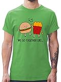 Valentinstag Partner Geschenke - We go Together Like. Burger und Pommes - L - Grün - Burger - L190 - Tshirt Herren und Männer T-S