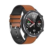 Microwear Smartwatch Herren, Fitness Tracker IP68 Wasserdicht Sportuhr Smart Watch für Herren mit Schrittzähler,Stoppuhr,Musiksteuerung, Kompatibel mit Android iOS (Braun)