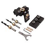 3 in 1 Einstellbarer Dübel-Jig-Holzbearbeitungs-Taschenloch-Jig mit 8/15-mm-Bohrer for Bohrleitfaden Locator Puncher Tools (Color : Set A)