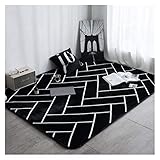 Lanrui Moderne Schwarze Hygroskopische Sofa-Teppich-einfache Korallen-Fleece-Teppich-Wohnzimmer-Cartoon-Teppich-Maschinenwaschbare Moderne Teppiche Optional Größe Teppich waschb