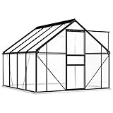 Tidyard Gewächshaus mit Fundamentrahmen Gartengewächshaus Treibhaus UV-beständig Frühbeet Pflanzenhaus Anthrazit Aluminium 4,75 m³