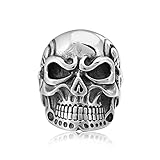 Ayoiow Ring Biker Edelstahl, Ringe Männer Punk Rock Totenkopf Ring Ring Größe 62 (19.7)