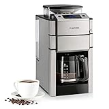 Klarstein Aromatica X Kaffeemaschine - 3-stufiges Mahlwerk, Timer, LED-Display, Warmhaltefunktion, Edelstahl, inkl. Glaskanne und Zubehör, silb