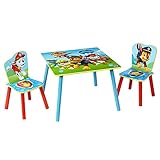 Worlds Apart Paw Patrol-Set aus Tisch und 2 Stühlen für Kinder, Holz, Rot/Blau, 63 x 63 x 52.5